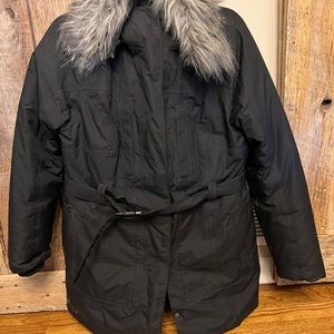 Size large North Face coat. Inside zipper and belt. Good with removable fur.